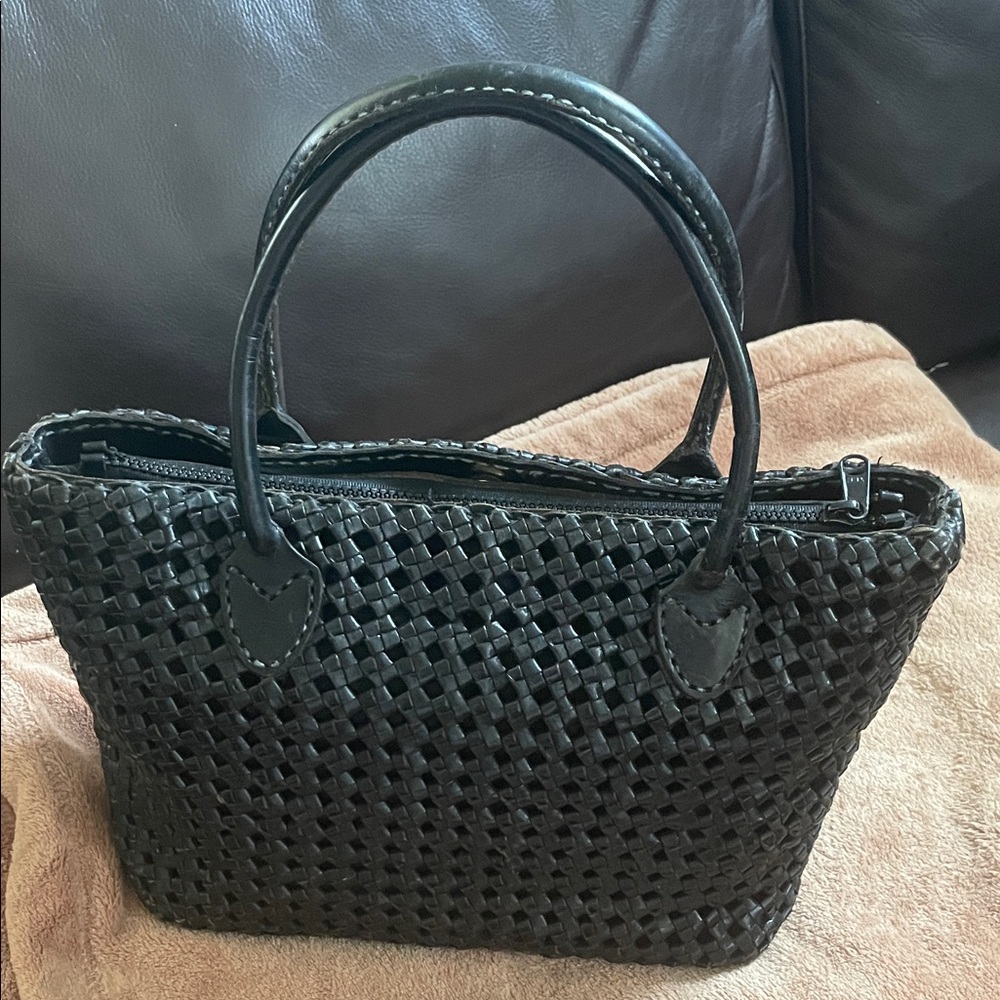 Elegant Black Woven Handbag